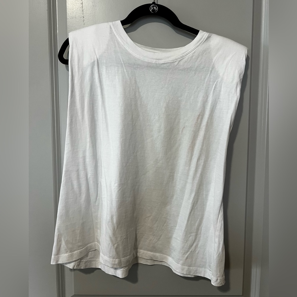 Zara White Shoulder Pad Tshirt